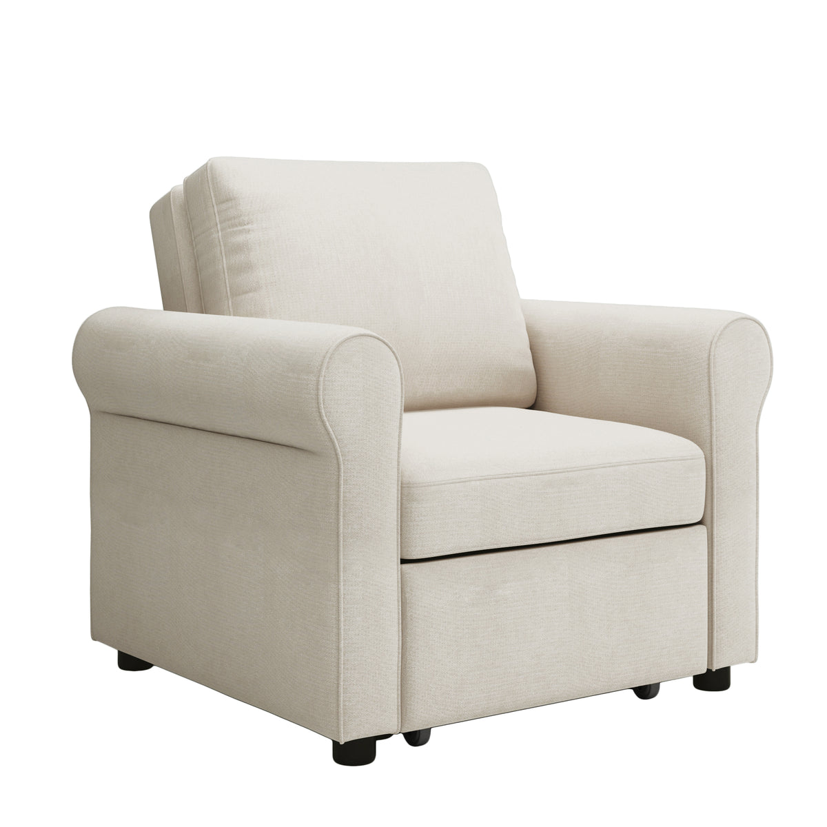 3 In 1 Sofa Bed Chair, Convertible Sleeper Chair Bed,Adjust Backrest Into A Sofa,Lounger Chair,Single Bed,Modern Chair Bed Sleeper For Adults,White Old Sku:Wf301161Aab White Linen
