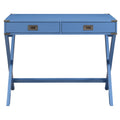 Blue Writing Desk With 2 Drawers Blue Writting Desk Office Vintage Poplar Rectangular Drawers Desk Wood