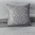 Embroidered 8 Piece Comforter Set Grey Queen Queen Grey Polyester