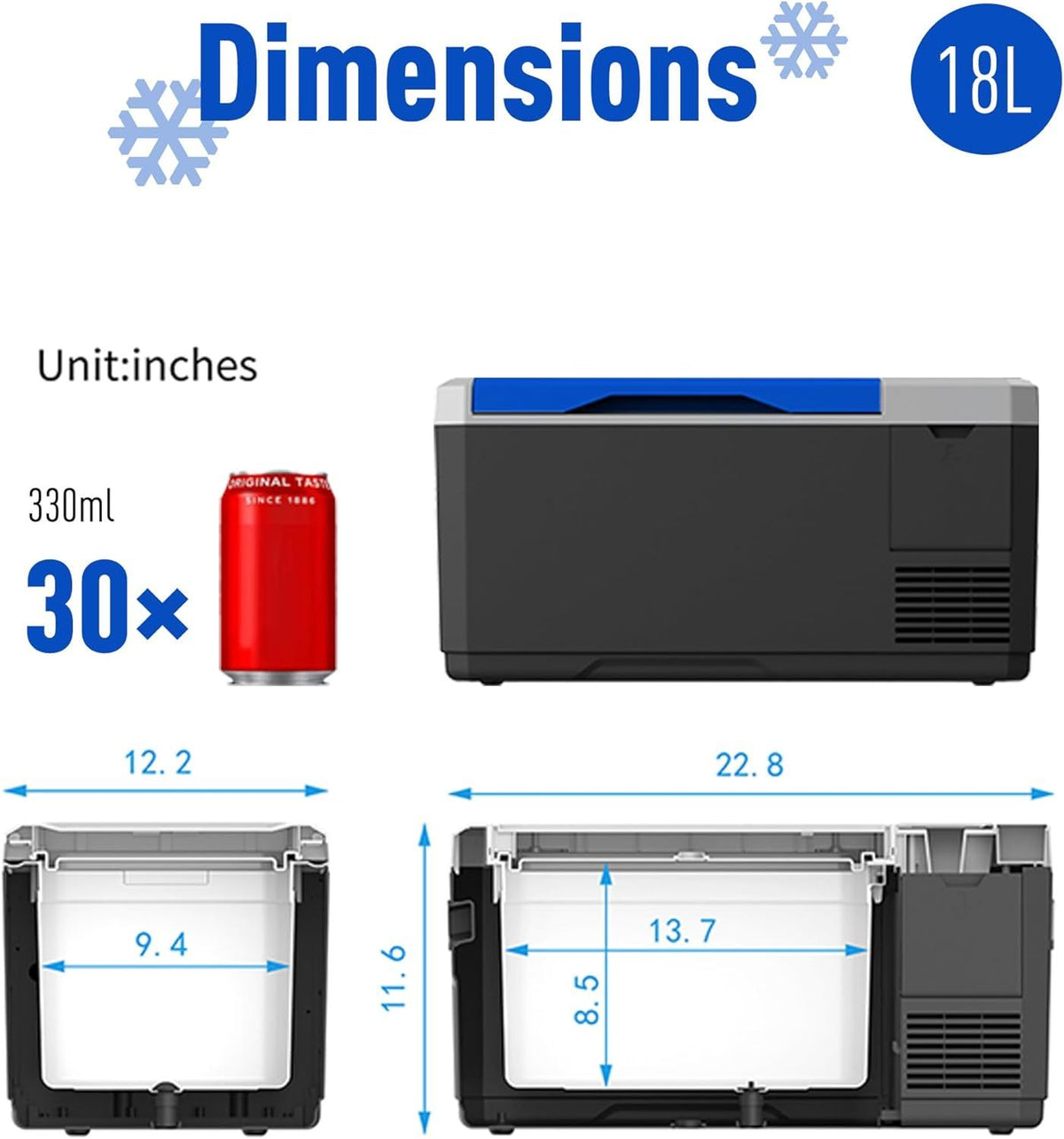 V18 Portable Refrigerator, 19Qt Car Freezer With App Control,12V,45W Low Noice Cooler For Rv, Boat White Plastic