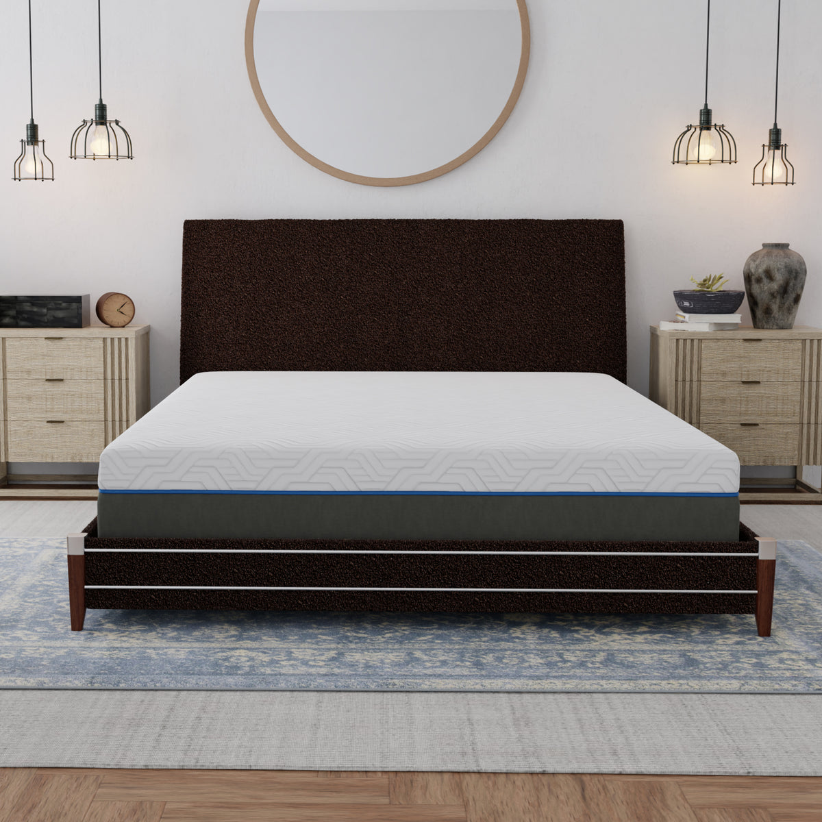 12" Lavender Firm Gel Memory Foam Mattress With Edge Support And Air Grid Cal King White Foam California King
