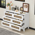 Rustic Farmhouse Style Wooden Dresser With 6 Drawers, Storage Cabinet For Bedroom With Metal Handles, White White Particle Board
