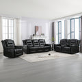 Home Theater Recliner Set Manual Recliner Chair With Wide Armrest, Two Built In Cup Holders For Living Room,Bedroom, Black Old Sku:Sg000760Aab Black Foam Pu Leather