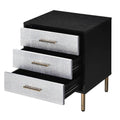 Black, Silver And Gold 3 Drawer Nightstand With Metal Leg White Black 3 Drawers Bedroom Rectangle Glam Drawers Wood Metal