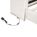 Queen Size Upholstered Platform Bed With Led Lights And U Shaped Headboard, Linen Fabric, Beige Queen Beige Wood Metal
