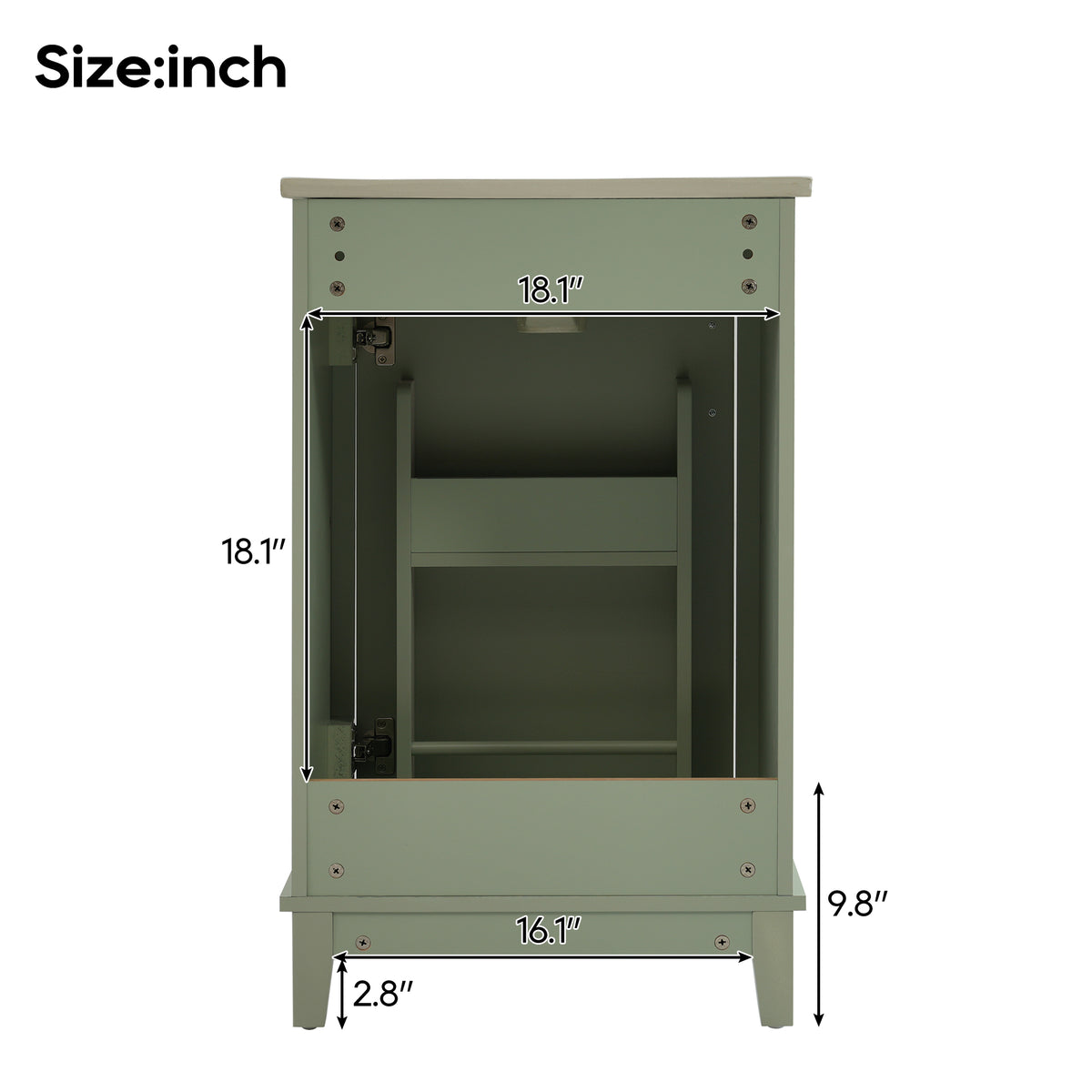 Viedo 20 Inch Modern Small Bathroom Vanity Cabinet With Ceramic Basin 20*15.5*33.3 Inches,Ample Storage,1 Soft Close Door Green Bathroom Solid Wood Mdf