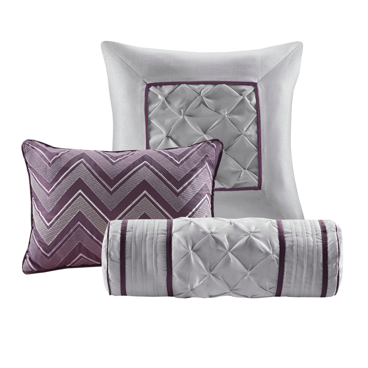7 Piece Tufted Comforter Set Plum Queen Queen Plum Polyester