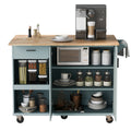 K&K Kitchen Island With Foldable Counter Top, Kitchen Storage Cart With Slide Out Shelf, Towel Rack And Drawer, Rolling Kitchen Cart On Wheels, For Kitchen, Living Room, Dining Room, Grey Blue Grey Blue Brown Kitchen Classic,Farmhouse,Luxury,Modern