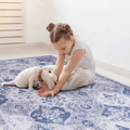 3X5 Area Rugs, Blue Area Rug, Washable Rug, Low Pile, Non Slip, Non Shedding, Foldable, Kid & Pet Friendly Area Rugs For Living Room, Bedroom, Kitchen, Dining Room Perfect Gift, Blue, 3X5 Blue