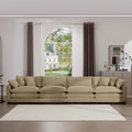 Corduroy Sofamodern Upholstered 4 Seater Corduroy Fabric Sofaoffice Living Room Apartment Comfortable Sofa, Easy To Assemble With 2 Arm Pillows And 4 Throw Pillows Tan Corduroy 4 Seat