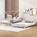 Metal House Bunk Bed, Twin Over Full, Pink Full Pink Metal