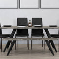 60 Inch Modern Dining Bench, Acacia Wood Table, Live Edge, Iron Legs, Gray, Black Black Gray Gray Dining Room Modern Acacia Iron Acacia Wood