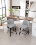 Counter Height Swivel Bar Stools Set Of 2, 360 Swivel Upholstered Barstools With Back And Metal Legs, 25.6