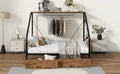 Full Size Metal Frame Platform Bed With Clothes Rack, Storage Shelves And 2 Drawers, Black Box Spring Not Required Full Black Metal Mdf Metal