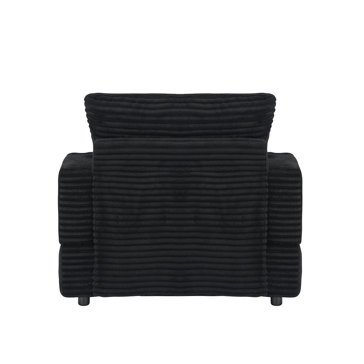 39 Inch Spring Upholstered Armchair And Ottoman Set Comfortable Single Sofa With Cup Holder And Corduroy Fabric, Perfect For Living Room Or Bedroom Black Corduroy 1 Seat