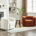 Swivel Accent Barrel Chair, Modern Round Armchairs With Upholstered, Comfy Swivel Accent Chair For Living Room Brown Teddy