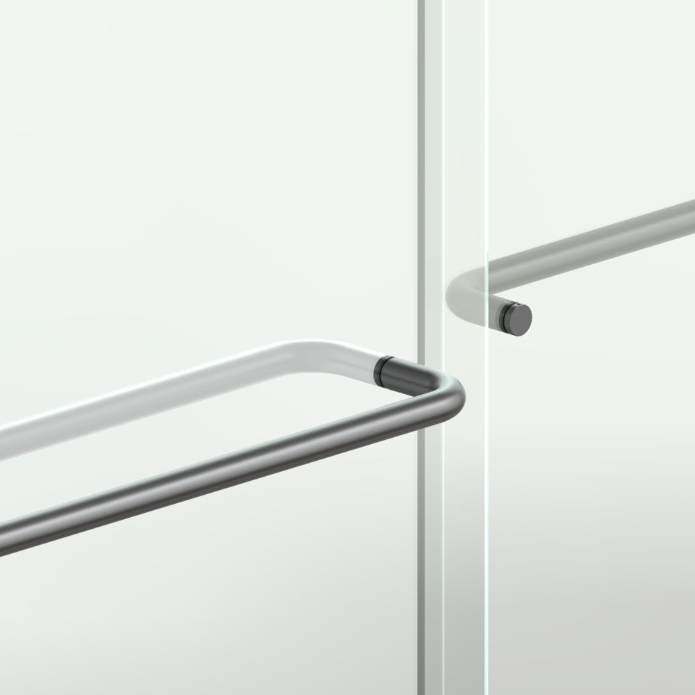 Semi Frameless Sliding Shower Door 56 60 In. W X 72 In. H, Bathroom Sliding Door With 5 16" Clear Tempered Glass, Matte Black Finish, Designed For Smooth Door Closing Matte Black Stainless Steel