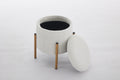 Modern Round Storage Ottoman, Ottoman Foot Stools With Metal Base, Ottoman Footstool With Removable Lid Storage Ottoman For Living Room, Bedroom, Makeup Room White White Upholstered