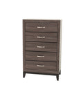 Bedroom Furniture Rustic Grey Oak Simple 1Pc Tall Chest 5 Drawers Storage Solidwood Chest Gray Bedroom Modern,Transitional Pine Particle Board Mdf,Solid Wood