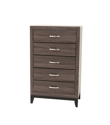 Bedroom Furniture Rustic Grey Oak Simple 1Pc Tall Chest 5 Drawers Storage Solidwood Chest Gray Bedroom Modern,Transitional Pine Particle Board Mdf,Solid Wood