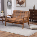 Coolmore Mid Century Modern Solid Loveseat Sofa Upholstered Microsuede Fabric Loveseat, 2 Seat Upholstered Loveseat Sofa Modern Couch Coffee Microsuede 2 Seat