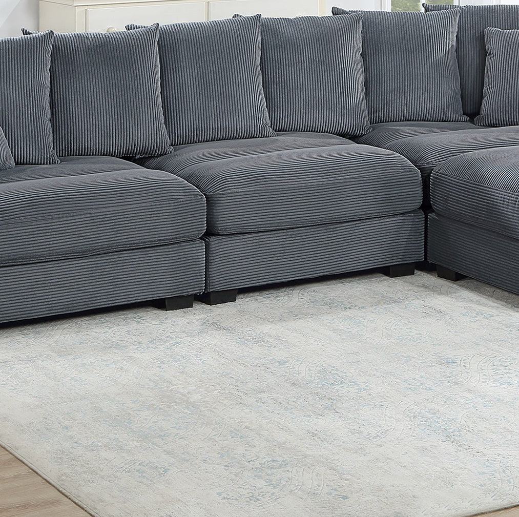 Living Room Furniture Armless Chair Dark Gray Corduroy 1Pc Armless Chair Soft Cushion Wood Legs Dark Gray Primary Living Space Contemporary,Modern Corduroy