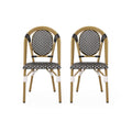 French Bistro Chair White Black Rattan