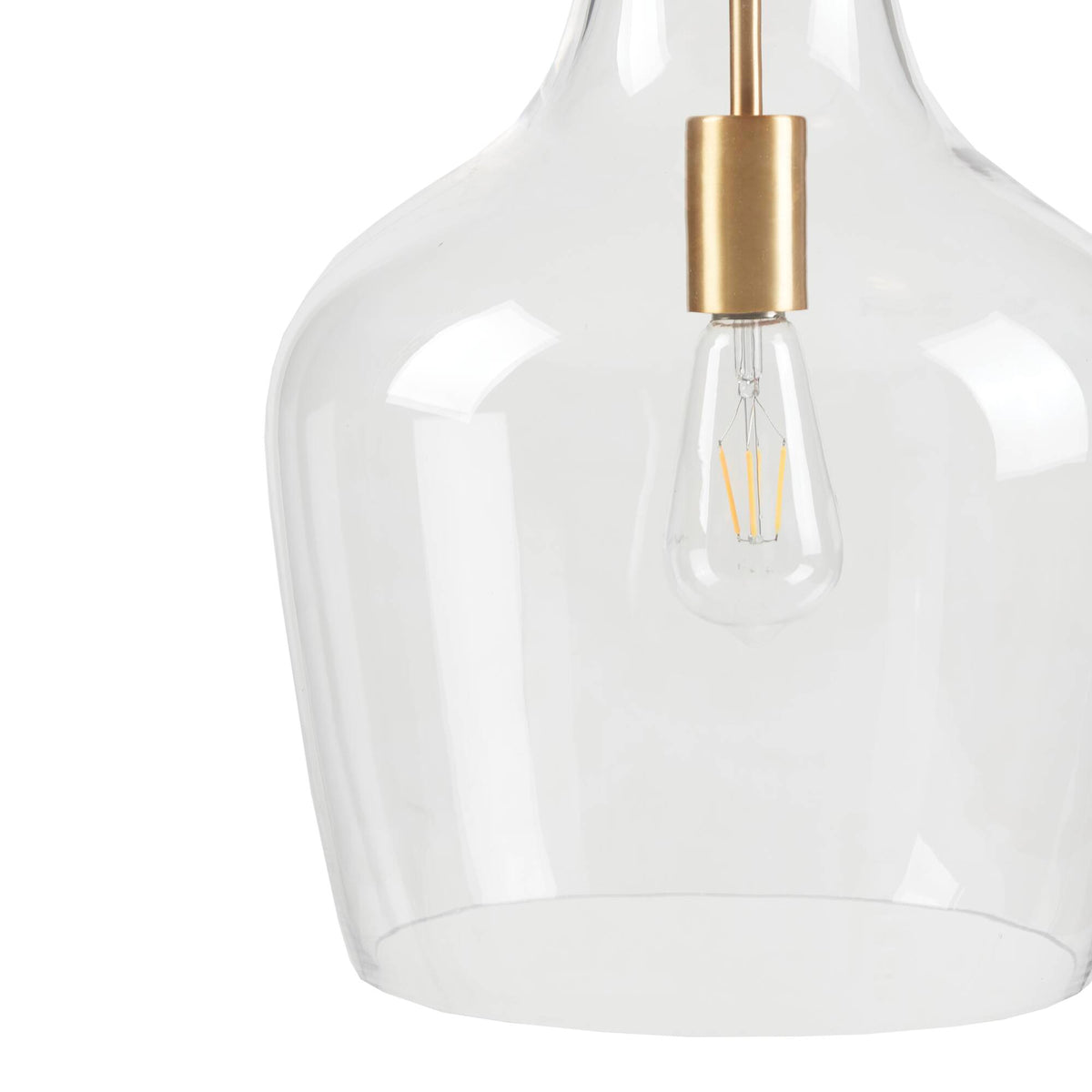 Bell Shaped Glass Pendant Gold Clear Dia.13" Gold Clear Glass Metal