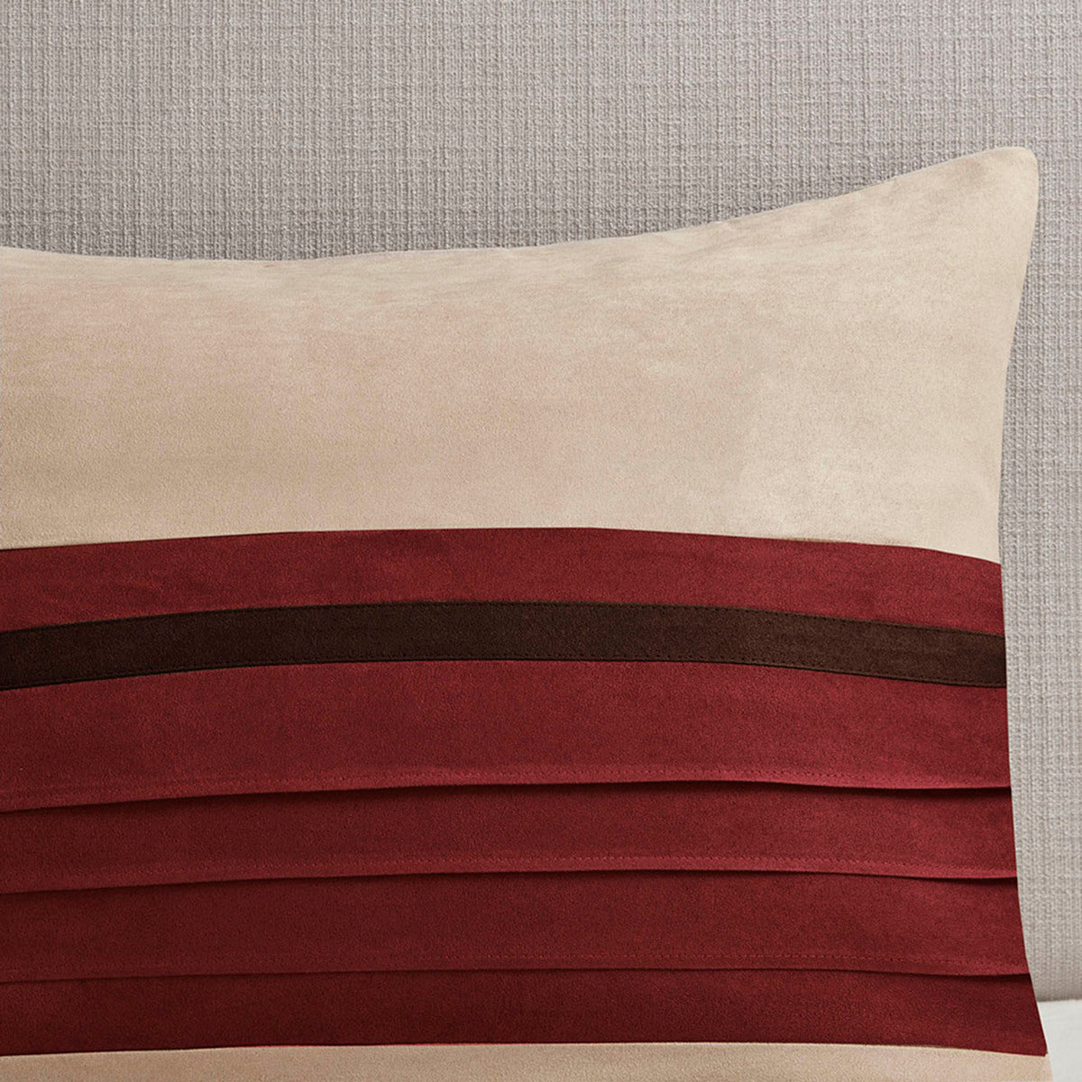 7 Pc Pieced Faux Suede Comforter Set Red King King Red Polyester