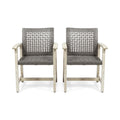 Hampton Wood And Wicker Dining Chair Set Of 2 Black Grey Velvet