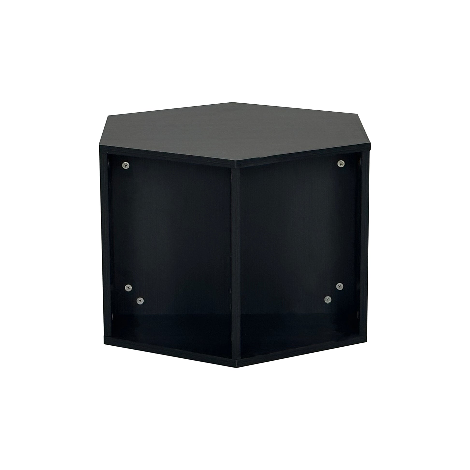23.62'' Hexagonal Coffee Table Side Table Nightstand Burmese Sumac Black Brown Mdf