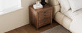 Rustic Farmhouse Style Three Drawer Solid Pine Wood Nightstand With Cup Pulls And Integrated Charge Station Brown 3 Drawers Bedroom Pine Pine,Plywood