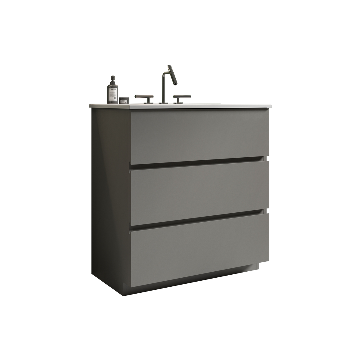 Tia 30" Gray Bathroom Vanity With Sink With 3 Faucet Holes, Large Storage Freestanding Bathroom Vanity For Modern Bathroom, One Piece White Sink Basin Without Drain And Faucet, Pre Assembledt Gray