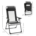 Outsunny Folding Patio Chairs Set Of 2, Outdoor Deck Chair With Adjustable Sling Back, Camping Chair With Removable Headrest For Garden, Backyard, Lawn, Black Black Fabric