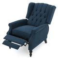 Dark Blue Tufted Fabric Arm Chair Recliner Dark Blue Polyester