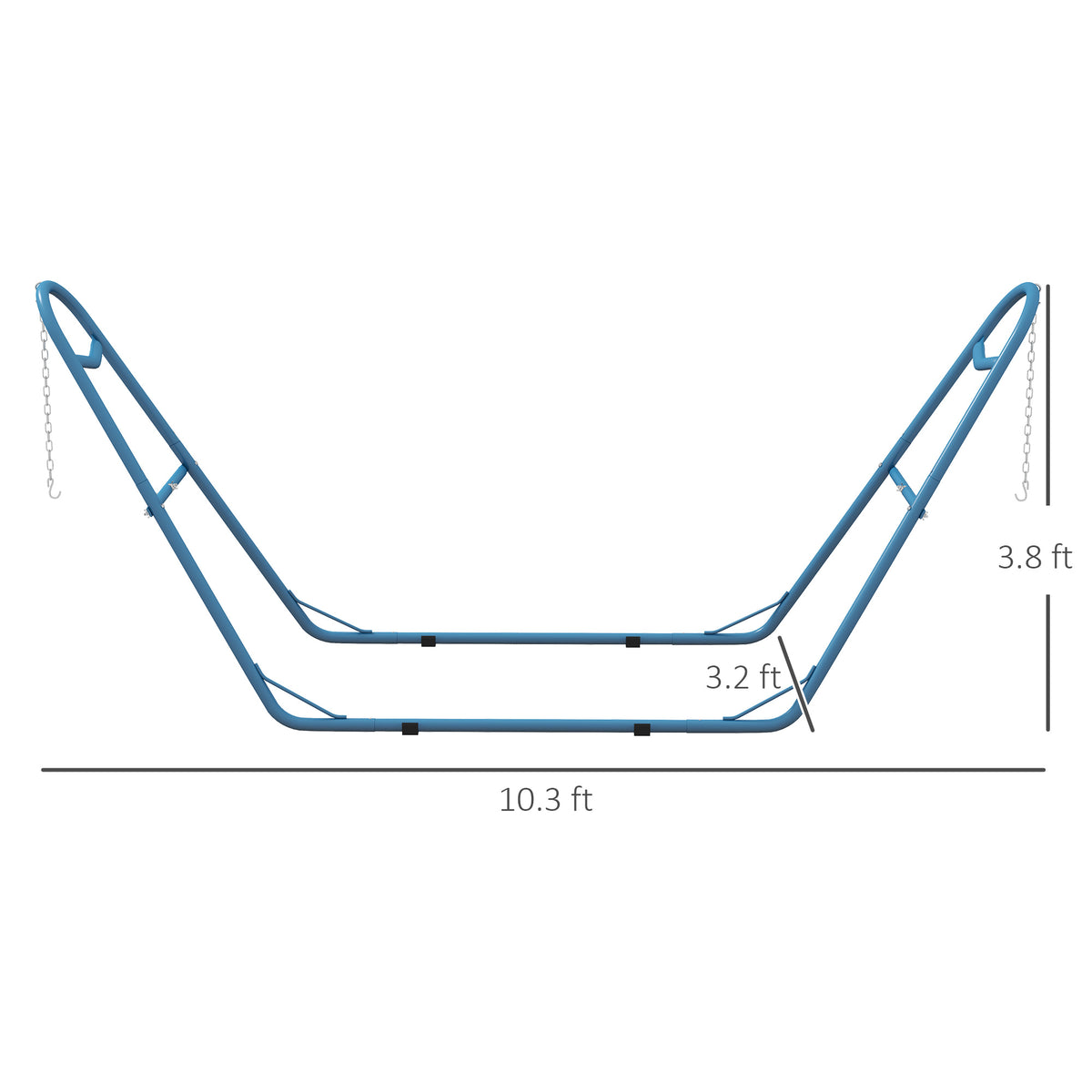 Outsunny Hammock Stand For 2 Person, Portable Adjustable Steel Frame Hammock Stand With Weather Resistant Finish, For 9 14Ft Hammocks, 10.3', 550 Lbs. Capacity, Blue Blue Steel