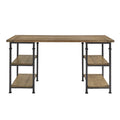 Vintage Industrial 1Pc Writing Desk With 4 Open Shelves Rustic Poplar Finish Solid Wood And Metal Furniture Modern Design Office Table Black Writting Desk Industrial,Modern,Vintage Shelves Rectangular Metal,Solid Wood