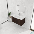 36 Inch Bathroom Cabinet With Resin Sink,Soft Close Doors,Float Mounting Design Silver Brown Stripe Bathroom Modern Plywood Plywood