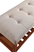 Charla Light Gray Fabric & Oak Finish Bench Gray Fabric,Synthetic Wood