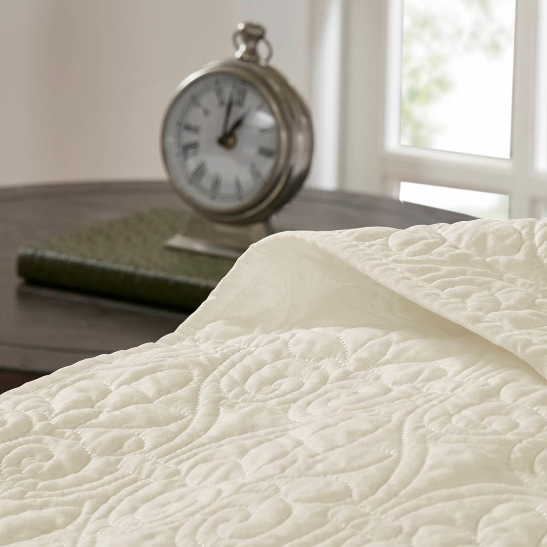Reversible Quilt Set Cream Full Queen Cream Cotton