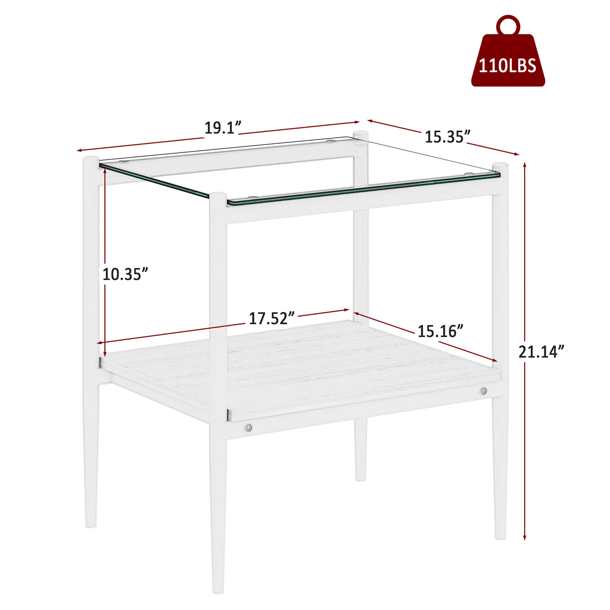 Coffee Table And End Tables Set Of 3, Tempered Glass Table With Mdf Layer, Modern Tables For Living Roomtransparent Glass Transparent Tempered Glass