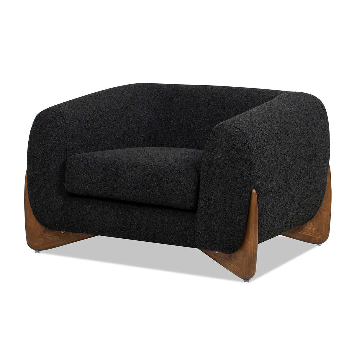 Alpine 44" Sherpa Arm Chair, Ebony Black Boucle Black Foam Boucle