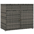 Outsunny Outdoor Towel Rack & Pool Toy Cabinet, Hot Tub Accessory Storage, Freestanding Pe Rattan Wicker Cabinet With Drawer For Indoor, Outdoor Swimming Pool, Spa, Gray Grey Steel