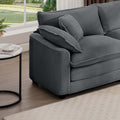 Mid Century Modern Sectional Set Of Two, One 3 Seater Sectional And One Single Seater Sectional With 2 Arm Pillows And 4 Throw Pillows, Living Room Sectional Grey Corduroy Fabric Grey Corduroy 4 Seat