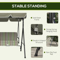 Outsunny 3 Seat Outdoor Patio Swing Chair With Removable Cushion, Steel Frame Stand And Adjustable Tilt Canopy For Patio, Garden, Poolside, Balcony, Backyard, Beige & Green Multicolor Steel