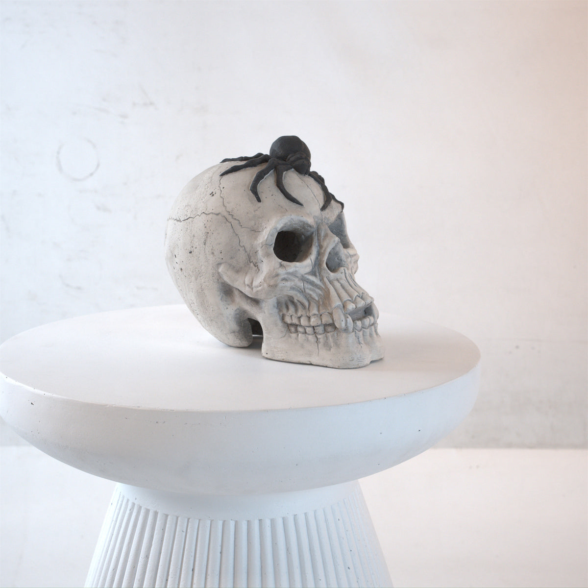 Demon Skull,Suitable For Outdoor Fireplace And Fire Pit, Halloween Decoration Black White American Traditional Magnesium Oxide