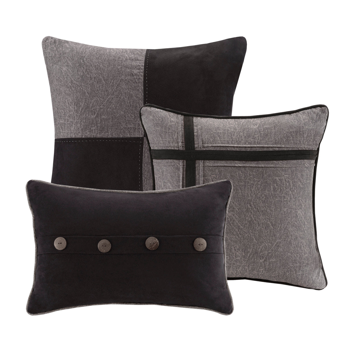7 Piece Faux Suede Comforter Set Grey King King Grey Polyester