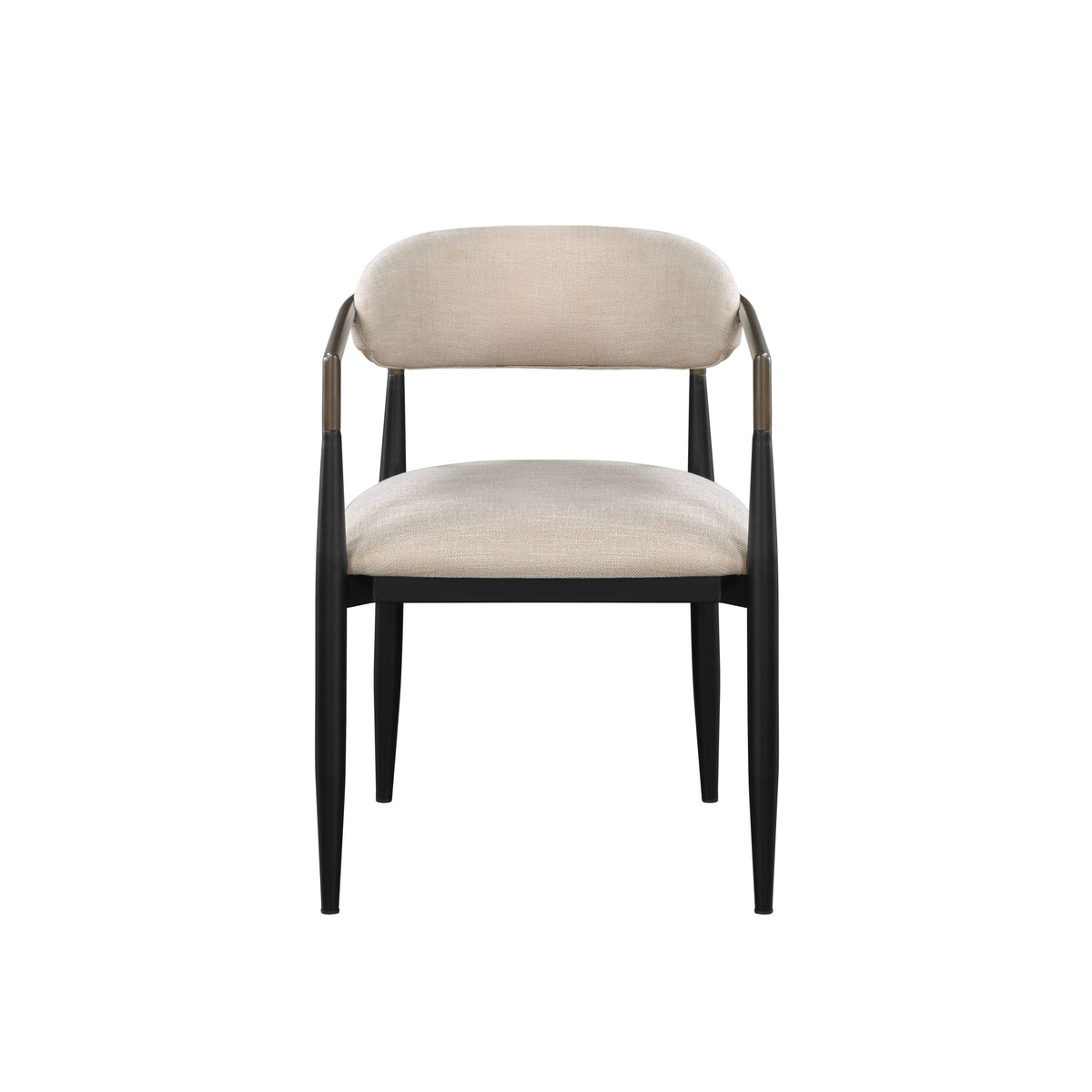 Beige And Black Armchair With Open Back Set Of 2 Solid Beige Black Dining Room Side Chair Solid Back Set Of 2 Wood Fabric