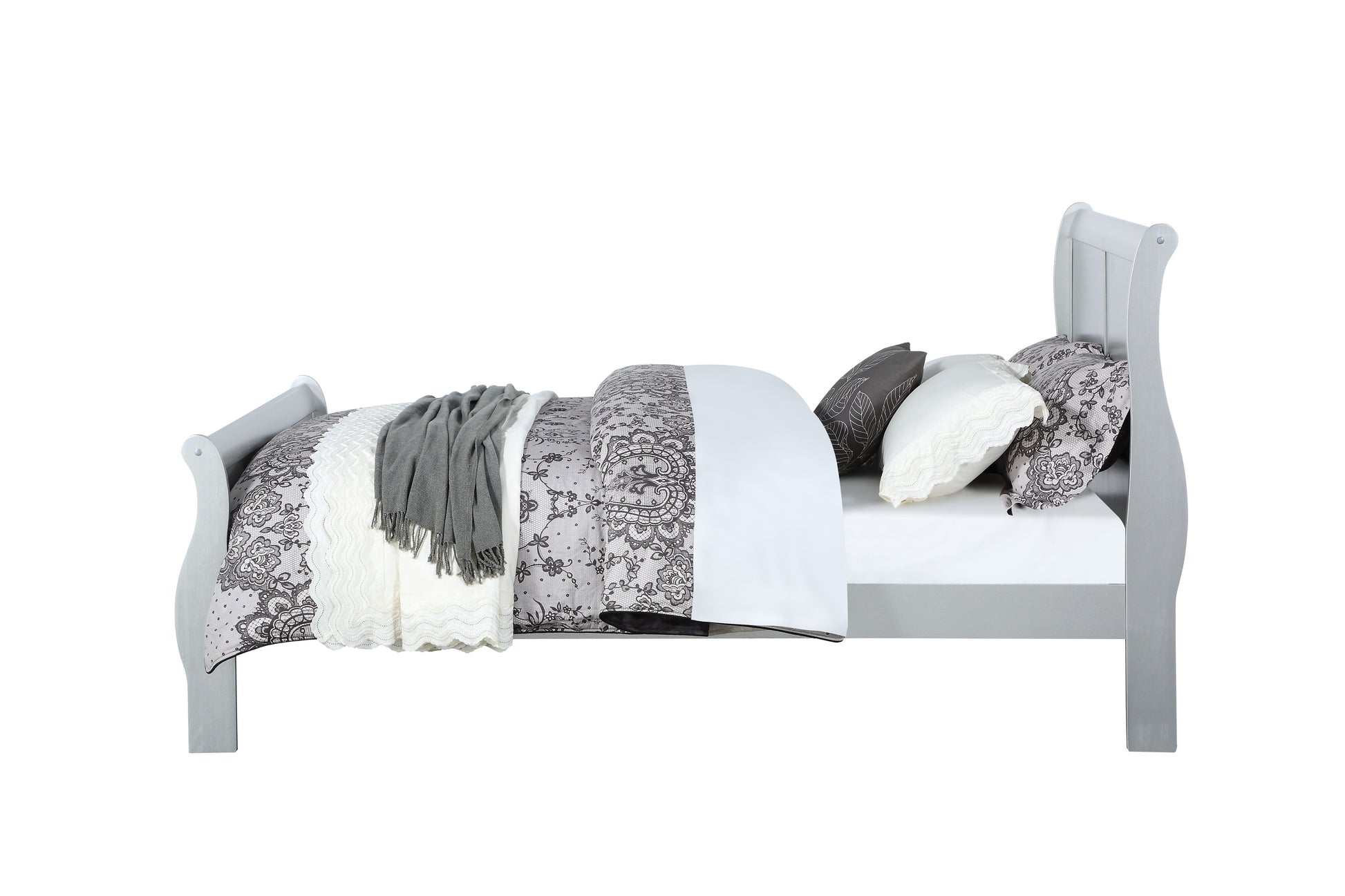 Platinum Twin Bed Box Spring Required Twin Gray Wood White Casual Sleigh Wood