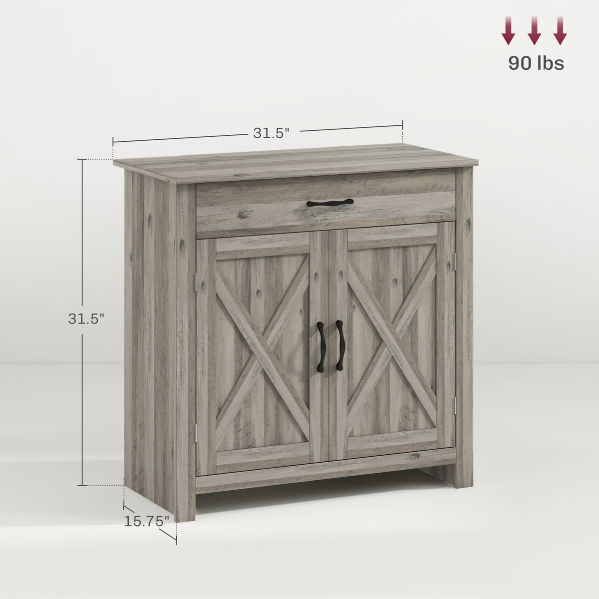 Homcom Farmhouse Sideboard Buffet Cabinet, Barn Door Coffee Bar Cabinet With Drawer And Adjustable Shelf, Kitchen Cabinet For Living Room, Entryway, Gray Wash Gray Wash Mdf